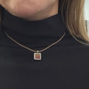 Bohemian  Red Pendant with leather band